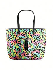 Tote Bag With Front Pocket And Zipper, Waterproof Shoulder Bag With Water Bottle Holder, Fits Laptop, Tumbler With Handle And Straw, - Luxe Ladies Moda