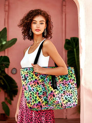 Tote Bag With Front Pocket And Zipper, Waterproof Shoulder Bag With Water Bottle Holder, Fits Laptop, Tumbler With Handle And Straw, - Luxe Ladies Moda