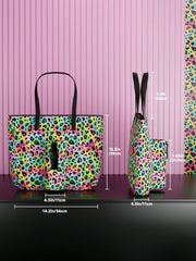 Tote Bag With Front Pocket And Zipper, Waterproof Shoulder Bag With Water Bottle Holder, Fits Laptop, Tumbler With Handle And Straw, - Luxe Ladies Moda