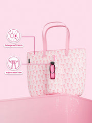 Tote Bag With Front Pocket And Zipper, Waterproof Shoulder Bag With Water Bottle Holder, Fits Laptop, Tumbler With Handle And Straw, - Luxe Ladies Moda