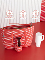Tote Bag With Front Pocket And Zipper, Waterproof Shoulder Bag With Water Bottle Holder, Fits Laptop, Tumbler With Handle And Straw, - Luxe Ladies Moda