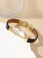 1pc Fashionable Gold Letter Decorated Leather Bracelet, Elegant Gift Jewelry For Girlfriend - Luxe Ladies Moda