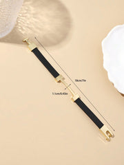 1pc Fashionable Gold Letter Decorated Leather Bracelet, Elegant Gift Jewelry For Girlfriend - Luxe Ladies Moda