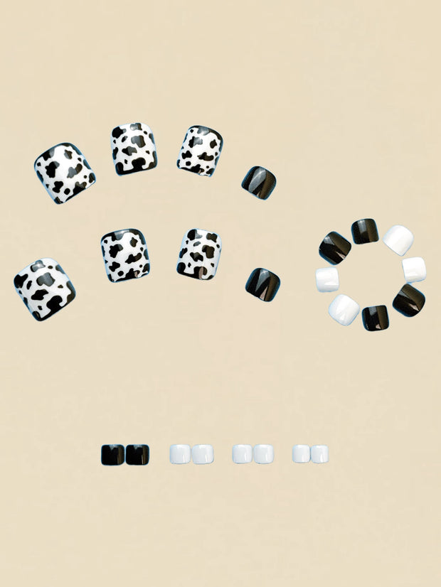Square Shaped Matte Nail Stickers, Blue Floral Nail Art Stickers, Shiny Nail Art Stickers, Fashionable For Spring/Summer - Luxe Ladies Moda