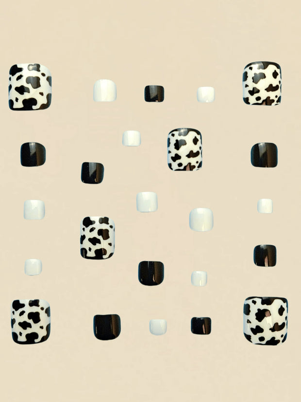 Square Shaped Matte Nail Stickers, Blue Floral Nail Art Stickers, Shiny Nail Art Stickers, Fashionable For Spring/Summer - Luxe Ladies Moda