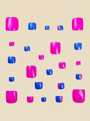 Square Shaped Matte Nail Stickers, Blue Floral Nail Art Stickers, Shiny Nail Art Stickers, Fashionable For Spring/Summer - Luxe Ladies Moda