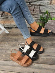 Women's Comfortable British Style Beach Sandals With Thick Outsoles, Cross Straps And Flat Casual Shoes In Two-Tone Colors, Ideal For Summer Outfits - Luxe Ladies Moda