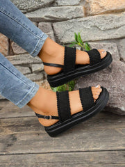 Women's Comfortable British Style Beach Sandals With Thick Outsoles, Cross Straps And Flat Casual Shoes In Two-Tone Colors, Ideal For Summer Outfits - Luxe Ladies Moda