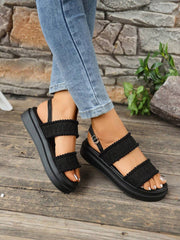 Women's Comfortable British Style Beach Sandals With Thick Outsoles, Cross Straps And Flat Casual Shoes In Two-Tone Colors, Ideal For Summer Outfits - Luxe Ladies Moda