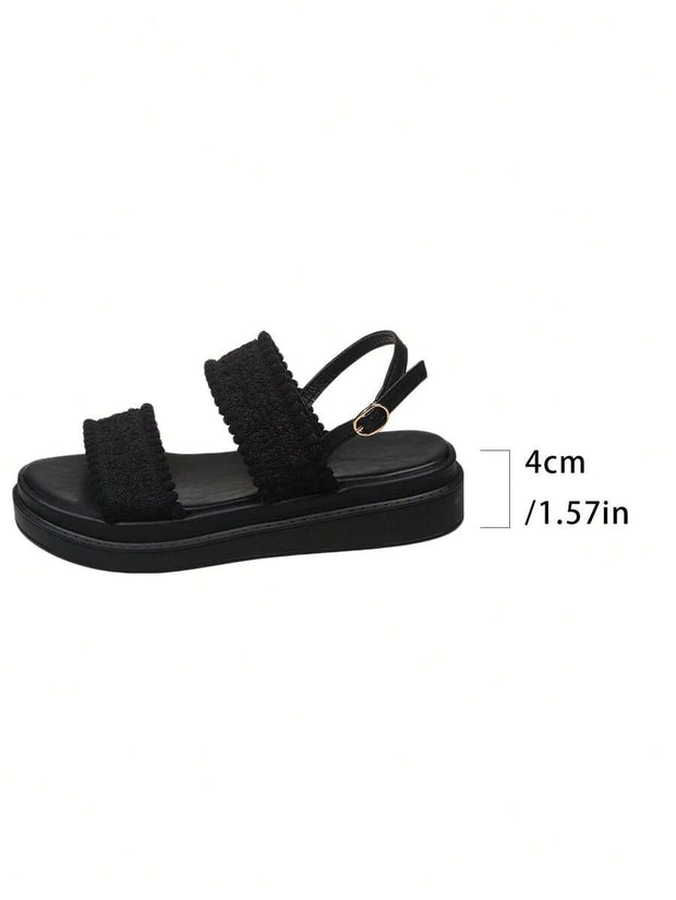 Women's Comfortable British Style Beach Sandals With Thick Outsoles, Cross Straps And Flat Casual Shoes In Two-Tone Colors, Ideal For Summer Outfits - Luxe Ladies Moda