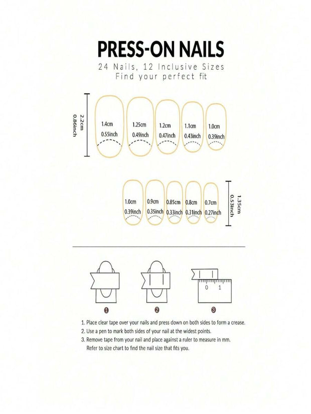 24pcs Press On Nail Set French Manicure - Glossy Red Almond Shape, Short Length, Fruit Design, Suitable For Women And Girls In Summer - Luxe Ladies Moda