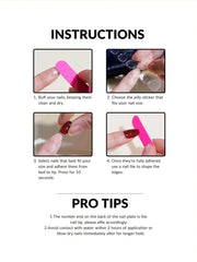24pcs Press On Nail Set French Manicure - Glossy Red Almond Shape, Short Length, Fruit Design, Suitable For Women And Girls In Summer - Luxe Ladies Moda