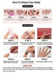 24pcs Stars & Stripes Press-On Nails – French Tip Patriotic False Nails Kit - Luxe Ladies Moda