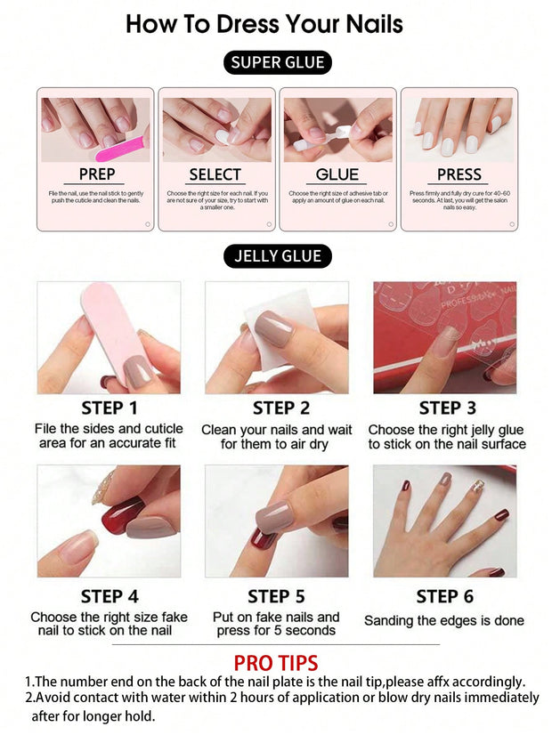 24pcs Stars & Stripes Press-On Nails – French Tip Patriotic False Nails Kit - Luxe Ladies Moda