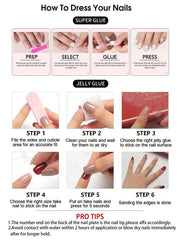 24pcs Stars & Stripes Press-On Nails – French Tip Patriotic False Nails Kit - Luxe Ladies Moda