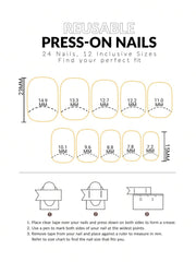 24pcs Stars & Stripes Press-On Nails – French Tip Patriotic False Nails Kit - Luxe Ladies Moda