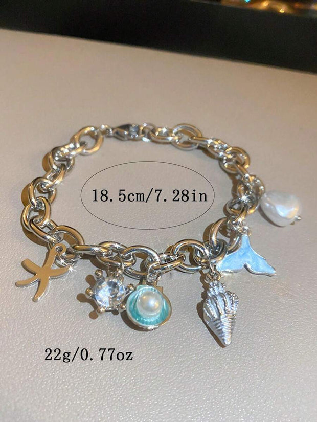 1pc Vacation Style Starfish & Shell Pendant Bracelet - Luxe Ladies Moda