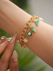 1pc Vacation Style Starfish & Shell Pendant Bracelet - Luxe Ladies Moda