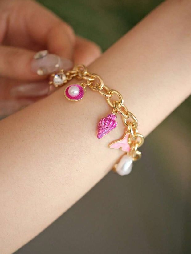 1pc Vacation Style Starfish & Shell Pendant Bracelet - Luxe Ladies Moda
