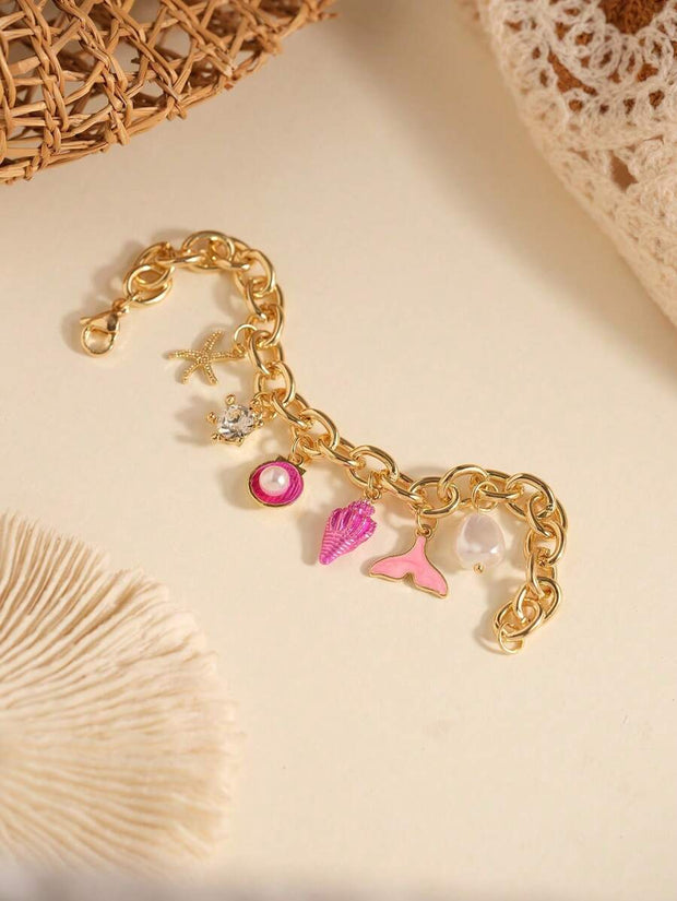 1pc Vacation Style Starfish & Shell Pendant Bracelet - Luxe Ladies Moda