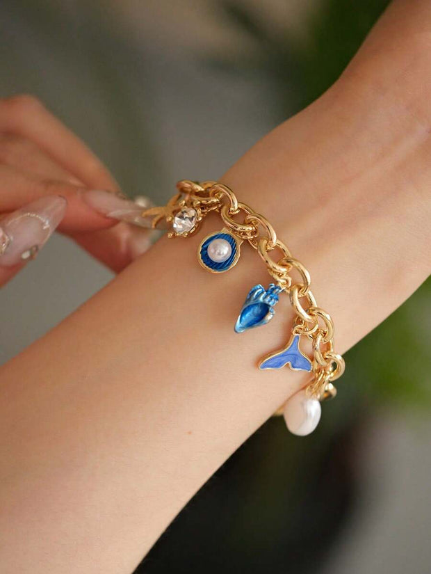 1pc Vacation Style Starfish & Shell Pendant Bracelet - Luxe Ladies Moda
