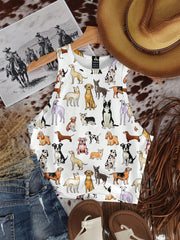 Casual Minimalist Crew Neck Cow Print Western Cowgirl Bohemian Style Bodycon Tank Top - Luxe Ladies Moda