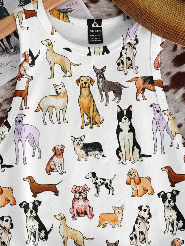 Casual Minimalist Crew Neck Cow Print Western Cowgirl Bohemian Style Bodycon Tank Top - Luxe Ladies Moda