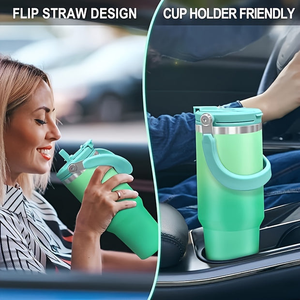 40oz Stainless Steel Vacuum Insulated Bottle – Leakproof, Double-Wall Insulation, Portable Handle, Gradient Color - Luxe Ladies Moda