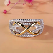 Elegant 3D Infinity Love Ring with Sparkling Cubic Zirconia, Ideal for Wedding, Valentine's Day Gift for Lover, or Mother’s Day Jewelry Present for Mom, Oxidized Zirconia, Bride - Luxe Ladies Moda