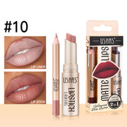Ushas 12 color matte lipstick and lipliner two-color set - to achieve the perfect, lasting matte effect, with precise contour, suitable for all skin types of moisturizing formula, suitable for any occasion, is an ideal gift - Luxe Ladies Moda