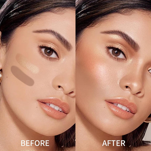 Contour and Highlighter Stick, Highly Pigmented & Blendable, Long Lasting & Creamy Texture, Waterproof, Natural Finish Contour Set for Face Sculpting, Travel-Friendly, 01 Amber & 03 Champagne