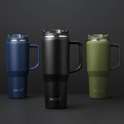 40 Oz Tumbler with Handle, Insulated Tumblers with Lid and Straw, Large Metal Sports Water Bottle Jug, Thermal Stainless Steel Travel Coffee Mug Cup, Cream - Luxe Ladies Moda