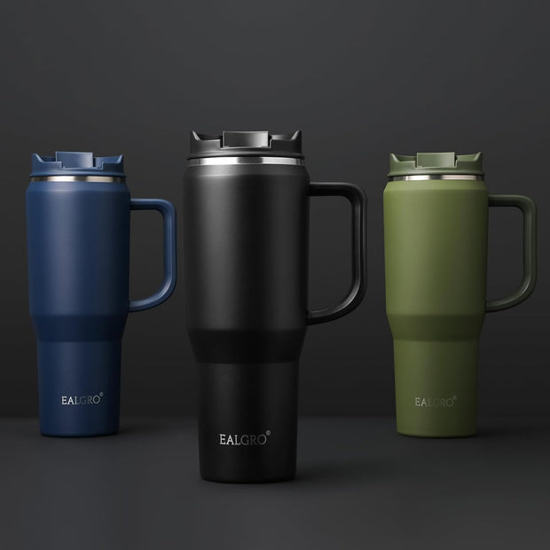 40 Oz Tumbler with Handle, Insulated Tumblers with Lid and Straw, Large Metal Sports Water Bottle Jug, Thermal Stainless Steel Travel Coffee Mug Cup, Cream - Luxe Ladies Moda