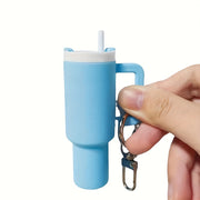 Chic Cartoon-Themed Mini Cup Keychain - Pvc, Climbing Clip Design For Women & Men - Perfect For Stanley Cups, School Bags & Anniversary Gifts - Luxe Ladies Moda