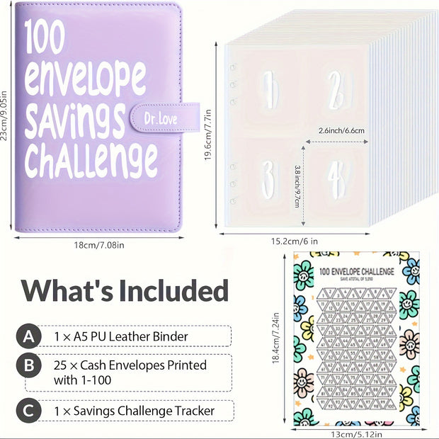 [Upgraded Version] 100 Envelope Savings Challenge Binder – Budget Planner & Money Organizer for Easy Budgeting - Luxe Ladies Moda