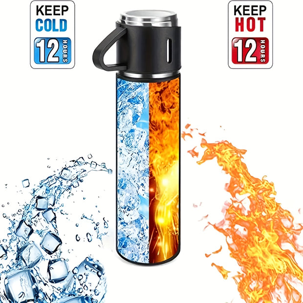500ml Stainless Steel Insulated Water Cup Set - Premium, Leakproof & Portable Tumbler with 2 Lids for Travel, Outdoor Adventures & Driving - Keeps Drinks Hot or Cold - Luxe Ladies Moda