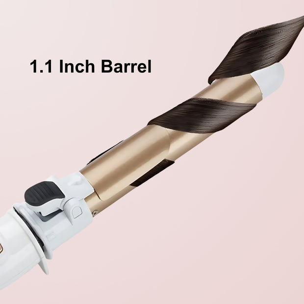 Rotating Curling Iron 1.1 Inch, Upgraded Automatic Curling Iron with Extra-Long Barrel, Dual Voltage Self Curling Wand 1.25" Hair Curler for Long Hair for Effortless Waves, Beach Curls - Luxe Ladies Moda