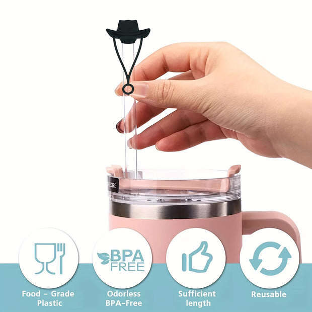 4Pcs/set Silicone Cowboy Hat Straw Covers Cap - Compatible With Stanley Cup 30 40 Oz, Cute Funny Tumbler Straw Topper (Straw Cover Only) - Luxe Ladies Moda