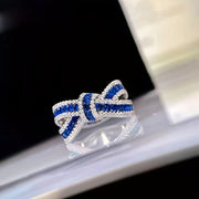 Elegant Silver-Plated Bow Knot Ring with July Gemstone - Chic Gift for Engagement & Party - Luxe Ladies Moda