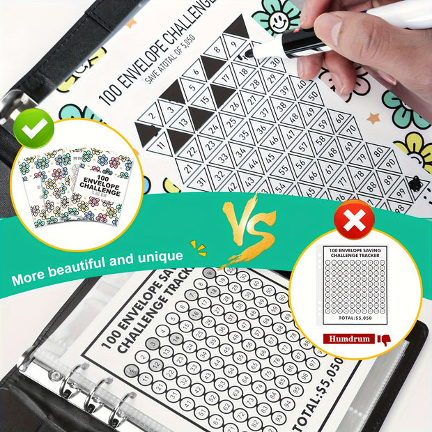 [Upgraded Version] 100 Envelope Savings Challenge Binder – Budget Planner & Money Organizer for Easy Budgeting - Luxe Ladies Moda