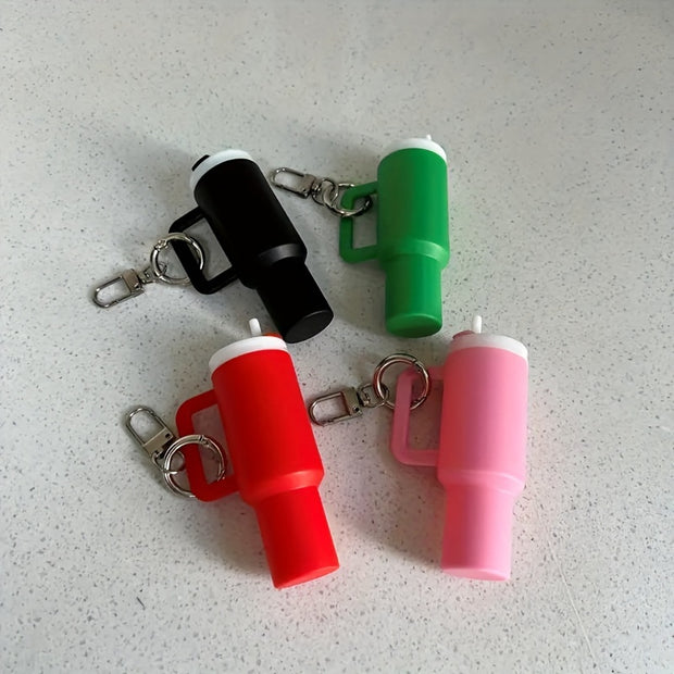 Chic Cartoon-Themed Mini Cup Keychain - Pvc, Climbing Clip Design For Women & Men - Perfect For Stanley Cups, School Bags & Anniversary Gifts - Luxe Ladies Moda