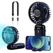 Portable Handheld Fan – 5-Speed USB Rechargeable, 5000mAh Personal Pocket Fan with LED Display, Quiet for Office, Travel, Outdoor, Home - Luxe Ladies Moda