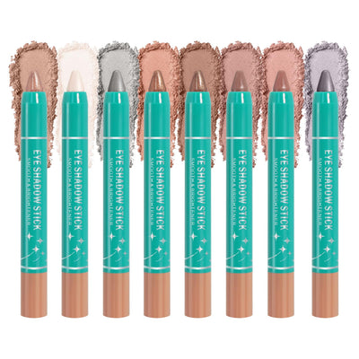 8 Colors Cream Eyeshadow Stick Set, Matte and Smooth Eye Shadow Sticks, Waterproof Long Lasting High Pigmented Eye Shadow Sticks