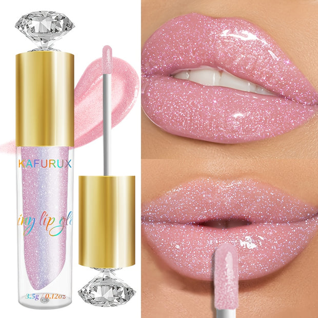 Waterproof Pink Lip Glaze - Glossy Finish, Sparkle Shine, Long-Lasting, Non-Sticky Paste for All Skin Types, Easy Application - Luxe Ladies Moda
