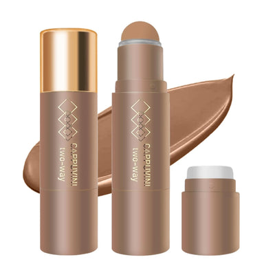 Cream Contour Stick for Warm Brown Skin,Warm Nose Contour Makeup Built-In Sponge, Smooth Long Lasting Bronzer, Blendable Lightweight Contouring Stick #02 Warm Brown