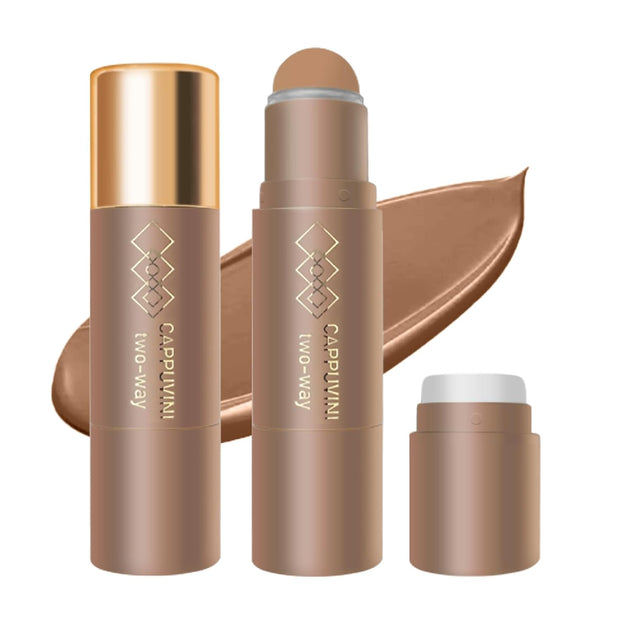 Cream Contour Stick for Warm Brown Skin,Warm Nose Contour Makeup Built-In Sponge, Smooth Long Lasting Bronzer, Blendable Lightweight Contouring Stick #02 Warm Brown