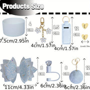 8pcs Water Cup Accessories Set with Glitter Bow Decoration, Diamond Straw Hat, Pompom Flower Pendant, Lipstick Bag
