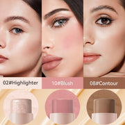 3Pcs Contour Stick, Blush Stick, Highlighter Stick, Bronzer Stick, 3 Pcs Cream Contour Kit With Brush For A Flawless Look, Contour Stick Makeup Non-Greasy Waterproof, Long-lasting Fair-Medium - Luxe Ladies Moda
