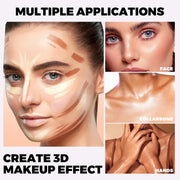 3 PCS Liquid Contour Stick,Moisturizing Highlighter,Blush and Bronzer,Silky Cream Contouring Pen with Soft Cushion Applicator,Long Lasting Face Illuminator Makeup,Bikini Beach