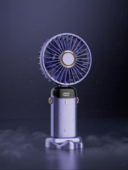 Portable Mini Handheld Fan - 5000mAh USB Rechargeable, Touch Control, 5-Speed Foldable Fan, LED Display, For Home, Office, Outdoor Hand Held/Desk/Neck Fan 3 In 1 Mini Fan With Base - Luxe Ladies Moda